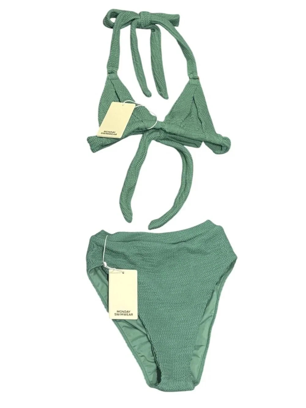 Monday Swimwear Morocco Top and Riviera Bottoms in Pond Crinkle